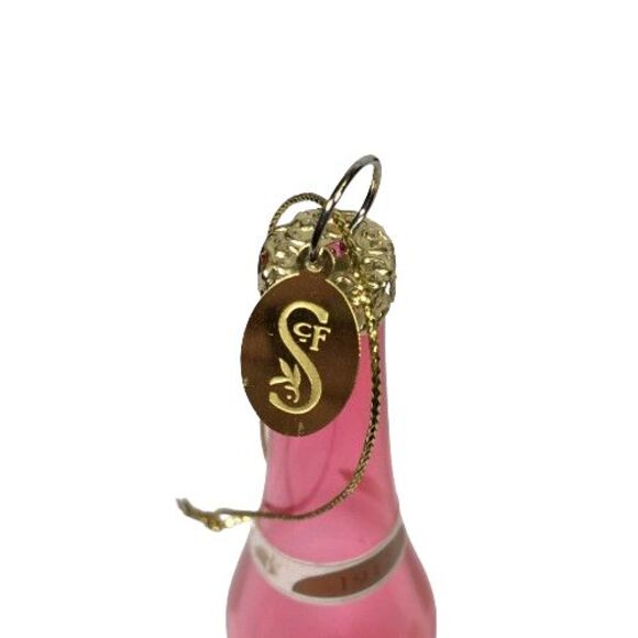 Old World Red Wine Bottle 1917 Merlot Glass Christmas Holiday Ornament SCF 6" - Picture 4 of 7